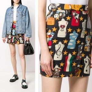 RARE Moschino Vintage 1990s moulage mannequin novelty print wool blend skirt